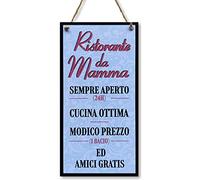 CARISPIBET Ristorante della mamma | segni decorativi segni di cucina decorazioni d'interni divertenti targhe decorative per la casa madre regali per lei 30 x 15 cm