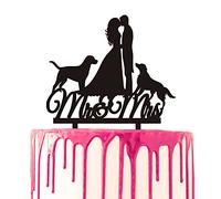 CARISPIBET Topper per torta nuziale, con scritta in lingua inglese "Mr & Mrs", in acrilico, con scritta in inglese "Baci" e "Bride