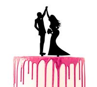 CARISPIBET wedding cake topper sposo e sposa alta cinque divertente silhouette decorativa acrilica decorativa