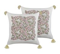 CARISSA Set di 2 cuscini Trama floreale Multicolore 45 x 45 cm Cotone