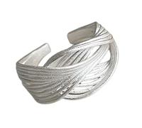 CARISSETT Anelli aperti con motivo a linea unica, leggeri anelli aperti in finitura opaca sabbiata per gli appassionati di moda in acciaio inossidabile