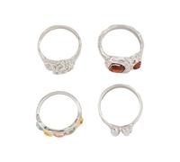 CARISSETT Anelli geometrici in metallo robusto con brillanti pietre preziose decorazione per gli appassionati di gioielli abiti eleganti per uso quotidiano pietre preziose set di gioielli, B, come