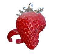 CARISSETT Anelli regolabili a forma di fragola in resina robusta gioielli dolci disegni regali speciali per donne alla moda ragazze anelli accessori per feste