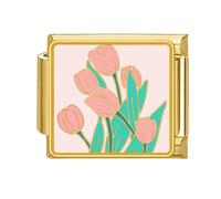 CARISSETT Band Link Tool Strap Link connettore fiore tema Band attacco in acciaio inox Texture collana modulare, Misura unica, come descritto, come descritto