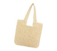 CARISSETT Borsa di paglia tessuta contemporanea per le donne di grande capacità leggera da viaggio essenziale borsa a tracolla da spiaggia per le vacanze borsa a tracolla in, Beige, One Size