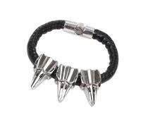 CARISSETT Bracciale moderno in acciaio inox per gli uomini ipoallergenicamente PU Leather Detailing confortevole usura Handchain leggero polsino in acciaio