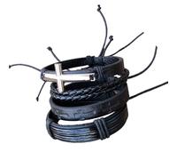 CARISSETT Braccialetto in pelle multistrato fatto a mano alla moda elegante gioielli per feste alla moda donne per feste quotidiane in pelle intrecciata religiosa, Misura unica, come descritto