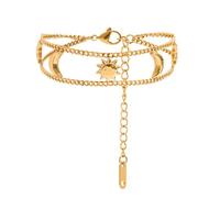 CARISSETT Catena in acciaio inox a doppio strato con motivo sole e luna, accessorio da polso alla moda, adatto per l'uso quotidiano, doppio strato in acciaio inox