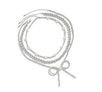 CARISSETT Collana a catena regolabile con perle sofisticate con ciondolo a fiocco unico per amanti della moda con ciondolo a fiocco, Misura unica, come descritto, come descritto