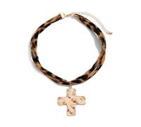 CARISSETT Collana a strati in tessuto con stampa leopardata portatile con disegni di lunghezza regolabile, adatta per feste o abbigliamento da ufficio collana con conchiglie leopardate, Misura unica