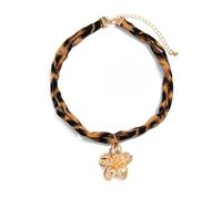 CARISSETT Collana a strati in tessuto con stampa leopardata portatile con disegni di lunghezza regolabile, adatta per feste o abbigliamento da ufficio collana con conchiglie leopardate, Misura unica