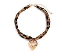 CARISSETT Collana a strati in tessuto con stampa leopardata portatile con disegni di lunghezza regolabile, adatta per feste o abbigliamento da ufficio collana con conchiglie leopardate, Misura unica