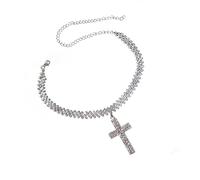 CARISSETT Collana con ciondolo a forma di crocifisso di cristallo, lunghezza regolabile, accessorio per outfit versatile, collana con ciondolo a crocifisso, Misura unica, come descritto, come