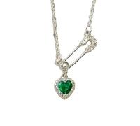 CARISSETT Collana con ciondolo a forma di cuore esagerato, collana con perno, in lega, alla moda e alla moda, adatta per le donne, Green, come descritto, come descritto