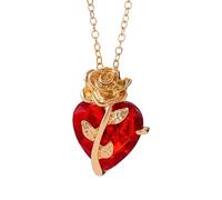 CARISSETT Collana con ciondolo a forma di cuore gotico con rosa, lunghezza regolabile, elegante gioiello in lega scura da donna, gioiello gotico unico per le donne, Misura unica, come descritto, come