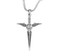 CARISSETT Collana con ciondolo in lega con simbolo unico del crocifisso d'ala, ispirato gotico, gioiello alla clavicola, per le sue occasioni eleganti, collana con ciondolo in lega alata