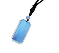 CARISSETT Collana con ciondolo quadrato in agata blu artigianale con catena regolabile per collana in pietra su misura per pelli sensibili, Misura unica, come descritto, come descritto
