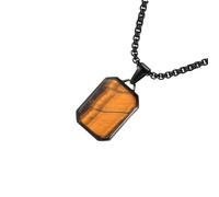 CARISSETT Collana rettangolare con ciondolo geometrico in acciaio inossidabile gioielli collana con pietre naturali adatta per varie occasioni regolabile in acciaio inossidabile da uomo, Misura unica