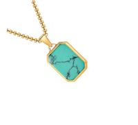 CARISSETT Collana rettangolare con ciondolo geometrico in acciaio inossidabile gioielli collana con pietre naturali adatta per varie occasioni regolabile in acciaio inossidabile da uomo, Misura unica