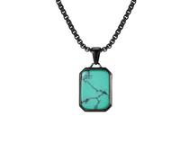 CARISSETT Collana rettangolare con ciondolo geometrico in acciaio inossidabile gioielli collana con pietre naturali adatta per varie occasioni regolabile in acciaio inossidabile da uomo, Misura unica