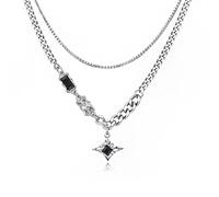 CARISSETT Collana unisex alla moda a doppio strato con stella fortunata Edgy Streetwear Designs coppia gioielli abbinati materiali in lega robusta collana unisex coppia