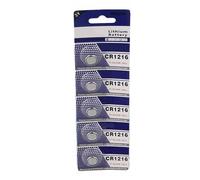 CARISSETT Confezione da 5 batterie a bottone CR1216 per orologi, chiavi remote, potenza di lunga durata, uscita stabile