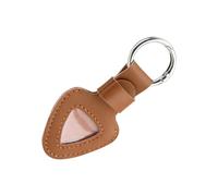 CARISSETT Contenitore per plettro per chitarra, tasca per accessori per chitarra, con portachiavi e porta plettri, in pelle PU, Marrone