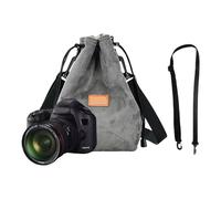 CARISSETT Custodia morbida per fotocamera con coulisse Borsa per fotocamera con tracolla regolabile Borsa per fotocamera Custodia morbida per obiettivo portatile, L, Grigio