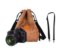 CARISSETT Custodia morbida per fotocamera con coulisse Borsa per fotocamera con tracolla regolabile Borsa per fotocamera Custodia morbida per obiettivo portatile, L, Yellow