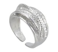 CARISSETT Elegante anello aperto regolabile con zirconi cubici scintillanti per donne, anniversario, fidanzamento, matrimonio, accessorio gioiello accessorio per fidanzamento e matrimonio