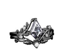 CARISSETT Elegante anello in lega di zircone nero canna di fucile con strass bianchi anelli data notte gioielli per gli appassionati di moda elegante zircone accessorio, Misura unica, come descritto