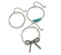 CARISSETT Elegante Bowknot Ciondolo Collana Set Regolabile Cristallo Perline Collare Per Le Donne E Le Ragazze Dei Monili di Modo Delle Donne, Misura unica, come descritto, come descritto