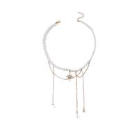 CARISSETT Elegante collana con ciondolo a forma di esagramma in lega con nappe e perle, catena regolabile per le donne gioielli alla moda regalo nappe ciondolo a stella