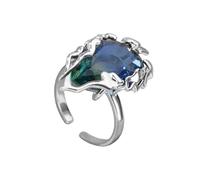 CARISSETT Eleganti anelli a goccia a forma di fiamma da blu a verde con pietre di zirconia cubica regolabili da 17,7 mm di apertura per l'uso quotidiano zircone leggero, Misura unica, come descritto
