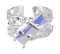 CARISSETT Eleganti anelli aperti con design ispirato a Laval e pietre preziose, gioielli per donne alla moda in lega alla moda, Misura unica, come descritto, come descritto