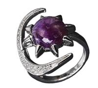 CARISSETT Gioielli fatti a mano con luna e stella di cristallo, ipoallergenicamente naturali, anelli con pietre preziose, accessori per dita fatti a mano, ipoallergenici, alla moda, Misura unica, come