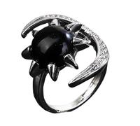 CARISSETT Gioielli fatti a mano con luna e stella di cristallo, ipoallergenicamente naturali, anelli con pietre preziose, accessori per dita fatti a mano, ipoallergenici, alla moda, Misura unica, come