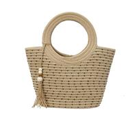 CARISSETT Grande borsa da spiaggia in paglia intrecciata per le donne vacanza leggera pratica borsa da trasporto borsa con manico superiore per vacanze in spiaggia vacanza borsa, cachi, One Size