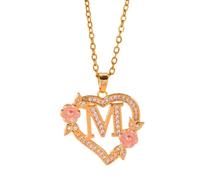 CARISSETT Hollow Out Cuore Fiore Lettera Collana Personalizzabile Gioielli In Ottone Elegante Design Leggero Per Le Donne Vintage Scava Fuori Pendente Floreale, Misura unica, come descritto, come