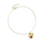 CARISSETT Robusta collana in lega con cristalli a forma di cuore e diamanti, decorazione per regali in occasioni speciali, uso quotidiano, regalo di compleanno, Misura unica, come descritto, come