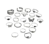 CARISSETT Set di 21 anelli multifunzione a forma di cuore, struttura in lega regolabile, adatti per festival musicali e gioielli da donna alla moda quotidiani