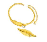 CARISSETT Trendy Lip Inspired Jewelry Collection Collana Anelli Con Rebbio Set Cristalli 13,5 centimetri Catena Regolabile Lega Accessori Set Leggero Lip Collana E