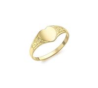 CARISSIMA Anello chevalier a cuore da bambina in oro giallo 9 ct, misura J