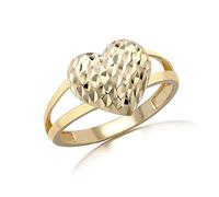 CARISSIMA Anello da Donna in Oro 9ct a Forma di Cuore con Lavorazione Diamond Cut #L