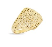 CARISSIMA Anello da donna in oro giallo 9 carati con design a cupola filigranato e satinato, misura O