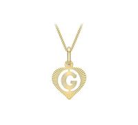 CARISSIMA Anello da Donna in Oro Giallo 9ct con Pendente a Cuore Tagliato con Iniziale 'G' su Catena Curb - 46cm/18