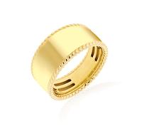 CARISSIMA Anello da Uomo/Donna in Oro Giallo 9ct con Fascia Tonda Ampia e Cornice a Corda Ritorta #O
