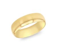 Carissima Anello nuziale unisex in oro giallo 9 carati, 6 mm, con forma a D, anello da matrimonio semplice e comodo, Oro, Non pietra preziosa