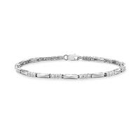 CARISSIMA Bracciale da Donna in Oro Bianco 9 ct con Maglia Claw Set Rotonda da 2 mm e Maglia a Bar Link con Zirconi Cubici di Lunghezza 19 cm/7,5 Pollici