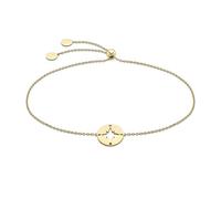 CARISSIMA Bracciale da donna in oro giallo 9 ct con bussola da 9,8 mm e catena regolabile a cursore, 23 cm